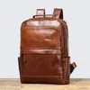 Backpack Highend Large Capacity A4 Vintage Black Brown Cowhide Top Grain Genuine Leather 14'' Laptop Women Men Travel Bag M0825