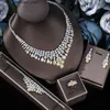 Set di gioielli da sposa 2024 Zircone Super Luxury Nappa Goccia d'acqua Matrimonio Sposa Collana Orecchini 4 pezzi Nigeria Dubai Set di gioielli da donna Q240316