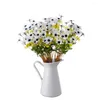Fleurs décoratives 25 pièces de 3 fourchettes branche de fleur de marguerite en soie artificielle pour la maison centres de table arrangement décoration blanc noir