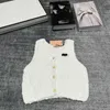 Damen-Strick-T-Shirts, Designer, 2024, Frühjahr/Sommer, neu, einreihiger Strick-Cardigan mit V-Ausschnitt, sexy Spicy Girl, ärmelloses kurzes Tank-Top, vielseitiges Top D10R