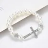 Charm Bracelets Novelty Elastic Rope Jewelry Decoration Imitation Pearl Beaded With For Cross Bracelet Holiday Gift