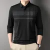 MLSHP långärmad mens polo skjortor Autumn Winter Business Casual Plaid Male Polo Shirts High Quality Simple Man Tees 3xl 240312