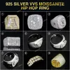 الجملة 14K 18K GOLD VVS Moissanite Cross Rings Rings Hip Hop Style Iced Out 925 Silver Diamond Cuban Rink Six-STARD RING