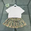 Luxury Princess Dress Doll Bear Pattern Girls Tracksuits Baby Clothes Storlek 110-160 cm Lovely Pink Kids T Shirt och kort kjol 24mar