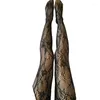 Kvinnors strumpor ihåliga utöver genomskinliga nät fisknätbyxor Söt spetsblommor Mönstrade Jacquard-tights droppar