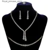 Conjuntos de joias de casamento Conjunto de joias HADIYANA Romântico Simples Mulheres Casamento Noiva Zircônia Colar Brincos e CN022-1 Conjunto De Joyas Q240316