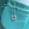 Designer tiffay and co Double Coeur Six Étoiles Couronne Rotation Croix Pendentif 925 Collier en Argent