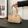 Lady Style Children Diamond Checkered Handbag Fashion Girls Metal Chain Crossbody Bags Lady Style Kids One Shoulder Princess Bag S1204