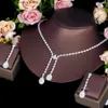 Bruiloft Sieraden Sets CWWZircons Elegante en Prachtige Lange Druppel Kubieke Zirkoon Bruidsfeest Ketting Oorbellen Dames Bruiloft Sieraden Set T720 Q240316