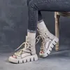 Casual Schuhe 2024 Sommer Vintage Hohl Leder High Top Römischen Spitze-up Dicken Sohlen Einfarbig Erhöhung Ritter Sandalen frauen