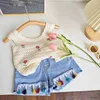 Ensembles de vêtements 2023 Summer Girls Clothing ensembles de vêtements mignons fleuris en tricot en tasse