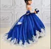 Robes de fille de luxe bleu robe à paillettes 2-14T enfants formel Pageant Gala robe de bal demoiselle d'honneur Costume de mariage vêtements de remise des diplômes