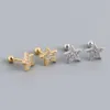 Nieuwe 925 zilveren minimalistische vijfsterrenvorm diamanten kristallen oorbellen vergulde piercing stud oorbel 2023