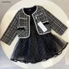 New Princess dress girls tracksuits Size 100-160 CM kids Woolen cardigan and Long sleeved knitted lace patchwork design dress 24Mar