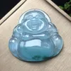 Naszyjniki wiszące niebieskie wodę Jade Buddha Naszyjnik Kobiety oryginalne Myanmar jadeite High Grade A Birma Jades Lucky Charms Amulets