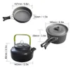 Portabel nonstick aluminiumlegering camping köksredskap utomhus matlagning tekanna picknick bordsartiklar vattenkokare kruka stekpanna 3pcset 240306