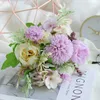 Dekorativa blommor Artificial Rose Bouquet Ins Simulated Pography White Peony Hydrangea Silk Fake Flower For Wedding Party Home Decoration