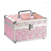 Kosmetiktaschen Make-up Beauty Case LED 3 einstellbare Farben Professionelle Organizer Box Aluminiumlegierung Make-up abschließbar Schmuck