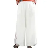 Women's Pants Wide-leg Women Elastic Waist Chinese Style Wide Leg Trousers With Pockets For Retro Loose