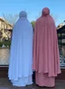 Ubranie etniczne Muzułmańska modlitwa Abaya Jilbab Zestaw 2 sztuki Kobiety odzież długie Khimar Ramadan sukienka z kapturem Maxi spódnice Kaftan Islamski 2024