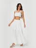 Casual Dresses Women Two Piece Maxi Skirt Set Y2k Sleeveless Crop Cami Top Ruffle Tiered Flowy Long Vacation Beach Outfits