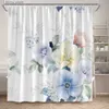 Rideaux de douche Rideau de douche floral aquarelle fleurs feuilles vertes plante moderne minimaliste art maison salle de bain rideaux décor tissu avec crochets Y240316