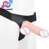 Pênis realista wearable vibrador com cinto feminino masturbação pau brinquedos mulheres adultos brinquedos sexuais pênis 21cm grande vibrador