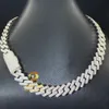 Heißer Verkauf Bulk Stock Pass Diamond Tester 925 Massivsilber 15mm zwei Reihen Iced Out Hip Hop Vvs1 Moissanit Cuban Link Chain