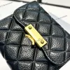 جلد العجل Trifold Wallet Womens Designer Square Bag 11cm Gold Lock Hardware Diamond Lattice Short Card Holder Pres