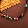 Filo autentico Tibet Sanjiu Eye Beads Vecchi materiali Pietra grezza Agata pura Semi di Bodhi Collana con ciondolo a forma di clavicola Certificato