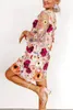 캐주얼 드레스 2024 스프링 여름 여자 꽃 패션 짧은 칼집 섹시한 드레스 o 목가 높은 허리 미니