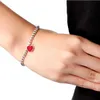 Tifaniym Classic 925 Sterling Silver Round Bead Red Heart Armband Korean version Valentines Day Gift Mens Jewelry 9W9G