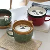 Tazze Simpatico Panda Tazza da caffè in ceramica Piattino Decorazione Cucina di casa Riutilizzabile Tè Colazione Latte potabile Set in porcellana