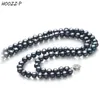 HOOZZ.P véritable collier ras du cou de perles blanc noir naturel perle de culture d'eau douce Double collier pour les femmes cadeau perle 6-7mm A 240305