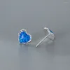 Stud Earrings Exquisite 925 Sterling Silver Mini Opal Love Heart For Women Retro Sweet Romantic Party Jewelry Young Girls