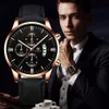 Hot Selling Korean Fake Three Eye Fashion Calender Belt Quartz Watch Men's Version