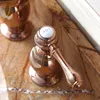 Bathroom Sink Faucets Luxury Rose Gold Solid Brass Copper Dual Handle Washbasin Faucet European Three Holes Lavatory Waterfall Tap