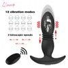 Vibratore Butt Plug per uomo Vibrazione anale Massaggiatore prostatico Masturbatori Giocattoli sessuali Donne Gay Dildo Cock Rings Coppie 240312