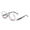 Occhiali da sole Donna Occhiali da lettura retrò Occhiali moda Artistico Cornice rotonda Trucco pieghevole Presbiopia da 1,0 a 3,5 Oculos