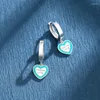 Studörhängen S925 Pure Silver Style Blue Love Heart Letter Circular Ear Ins Sweet Cool Fashion Girl Temperament Personlighet