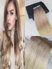 Farbige Extensions zum Einkleben für den ganzen Kopf, zweifarbige Ombre-Haarverlängerungen, Dip-Dye-Haarfarbe, 18 dunkles Aschblond bis 613, 20 Stück, 50G1211275