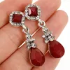 Backs Earrings Vintage Earring Clips No Pierced Ear Women Long (Red)