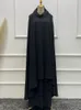 Ubranie etniczne Muzułmańska modlitwa Abaya Jilbab Zestaw 2 sztuki Kobiety odzież długie Khimar Ramadan sukienka z kapturem Maxi spódnice Kaftan Islamski 2024