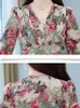 Vrouwen Lente Herfst Midi Casual Jurk Strand Bloemen Chiffon Gewaad Chique Elegante Avondjurken Voor Party Koreaanse Mode Maxi 240313