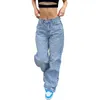 Low Rise Jeans Womens Spring Fall Fashion Straight Leg Pants Designer Denim Trousers Blue Vintage Mom Loose 240307