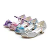 Meisjes Sandalen Strass Strik Latin Dansschoenen 5-13 Jaar Oude Kinderen Sandalias Zomer Hoge Hak Prinses Schoenen Kinderen Sandalen 240312