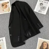 Koreanische Chic Schwarz Blazer Büro Dame High-end-Marke Frauen Kleidung Anzüge Frühling Herbst Jacke einreiher Mäntel Langarm 240306