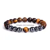 Con cuentas de 8 mm de piedra natural Hebras de cuentas hechas a mano Pulseras con dijes para hombres Mujeres Brazalete elástico Fiesta Club Joyería energética Entrega de gotas DHZSQ