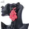Dangle Chandelier Badu Boucles d'oreilles à paillettes en plastique avec pendentif en forme de fleur - Boucles d'oreilles pendantes pour fête de Noël - Bijoux cadeau pour femme - 24316