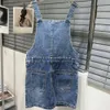 Klassisk denimklänning Designer klänningar Kvinnor Spring Letter Splicing Slim Womens Suspender kjol tvättade fickor denim klänningar asiatisk standard